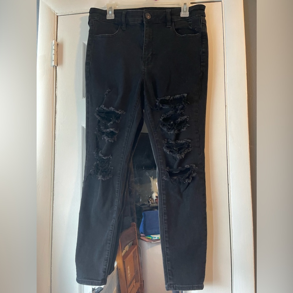 American Eagles black ripped jeans.